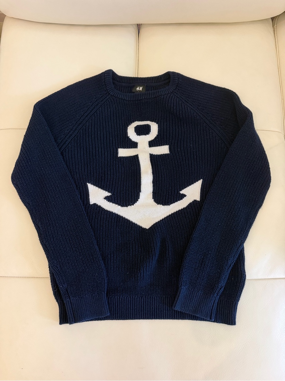 H&M Navy Sweater with White Anchor Motif